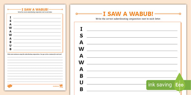 I SAW A WABUB Activity Sheet I SAW A WABUB Activity Sheet