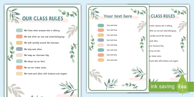 Botanical-Themed Class Rules Poster (teacher made) - Twinkl