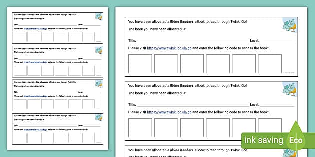 Pin Code Sheets Planner Tool PIN Code Sheet - Rhino Readers - Twinkl