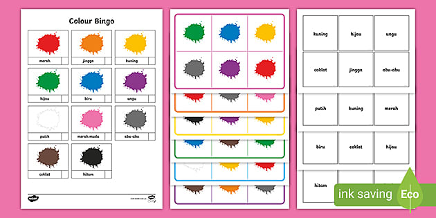 Colours Bingo Indonesian (teacher made) - Twinkl