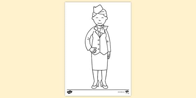 FREE! - Female Flight Attendant Colouring Sheet | Colouring Sheets