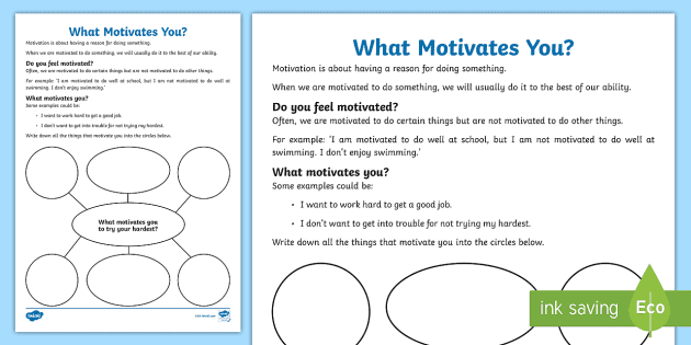 Final Empresa tener Motivational Lesson | What Motivates You Worksheet | Twinkl