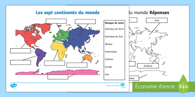 Carte G ographique Du Monde Continents