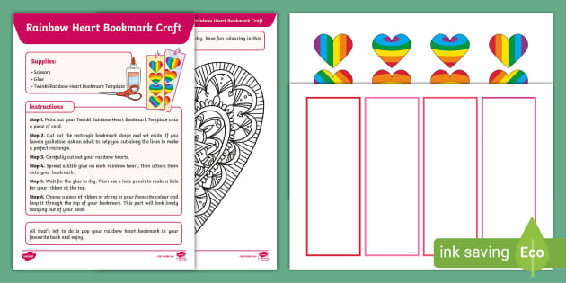 FREE! - Rainbow Heart Bookmark Craft | Rainbow Heart Bookmark|Twinkl