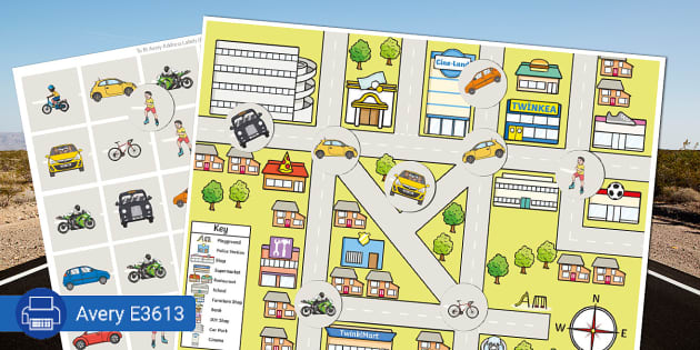 Road Map - Neighbourhood Scene - Sticker Activity - Twinkl