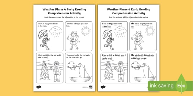 Weather Phase 4 Early Reading Comprehension Activity