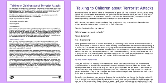 FREE! - How To Talk To Children About Terrorist Attacks