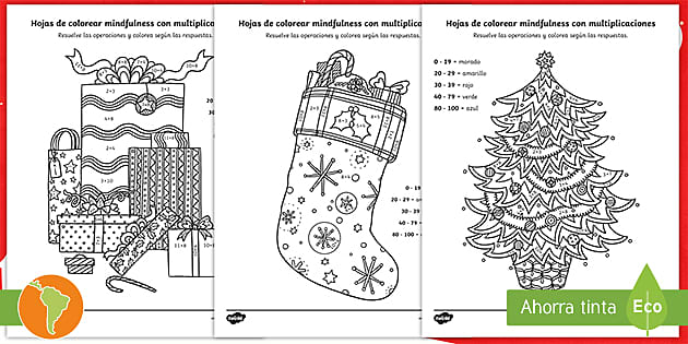 FREE! - Hojas de colorear: Multiplicaciones con dibujos de Navidad- Guía de