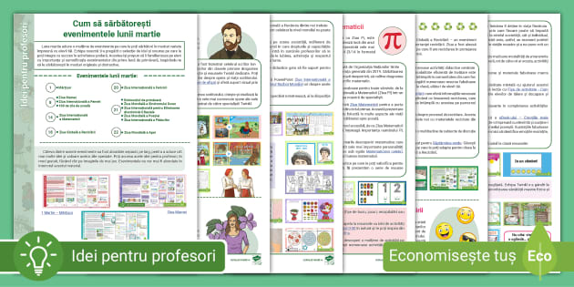 GRATUIT Cum să sărbătorești evenimentele lunii martie – Idei pentru profesori