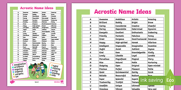 Acrostic Name Poems - Primary Resources - Twinkl