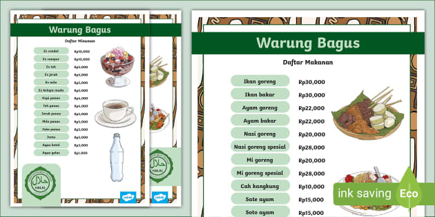 Indonesian Warung Menus Lenseignant A Fait Twinkl 1136