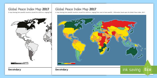 Global Peace Index Map Fact Sheet - Twinkl