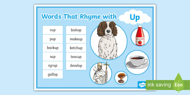 Words That Rhyme with Up Word Mat (Teacher-Made) - Twinkl