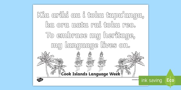 Cook Islands Language Week Colouring Pages Te Reo Māori/English