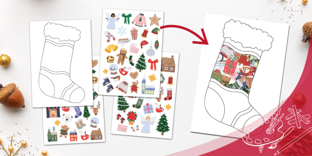 Design Your Own Christmas Stocking Collage Activity Pack