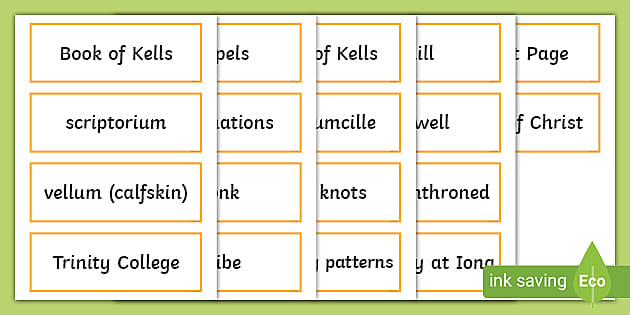 The Book of Kells Word Cards (teacher made) - Twinkl