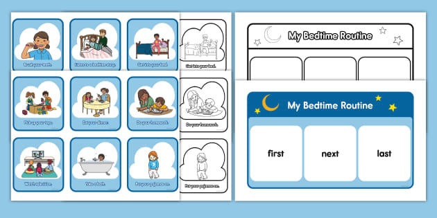 Bedtime Routine Visual Chart and Cards for Kids - Twinkl