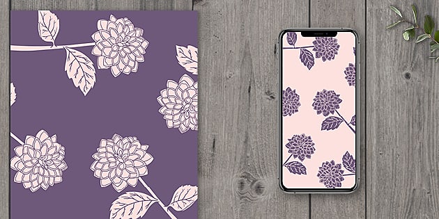 Dahlia Phone Wallpaper in Purple Grape (teacher made)