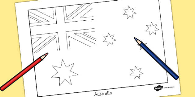 Australia Flag Template Colouring Sheet (teacher made)