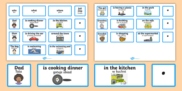 Everyday Sentence Building Cards Polish (teacher made)