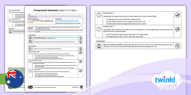 Fundamental Movement Adult Guidance 2 to 3 Years - Twinkl