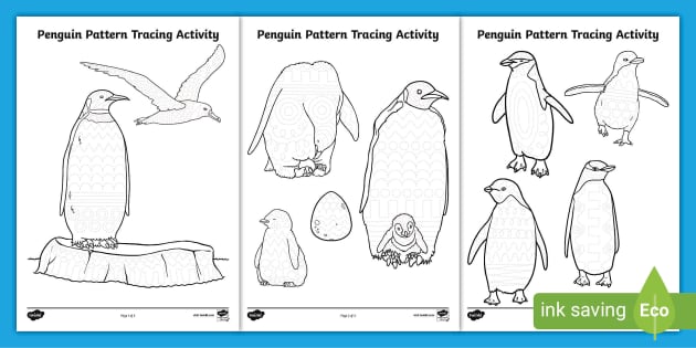 Penguins Pattern Tracing Activity (teacher made) - Twinkl