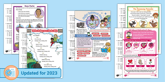 KS1 February Reading Comprehension Activity Pack - Twinkl