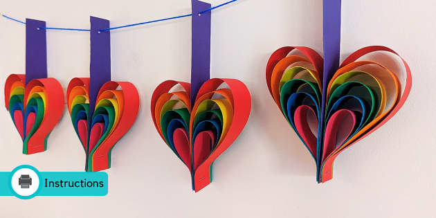 Father Daughter 3d Sex - Rainbow Heart Craft Paper Garland | Pride Crafts - Twinkl