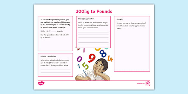 300kg in Pounds Challenge Sheet teacher made Twinkl