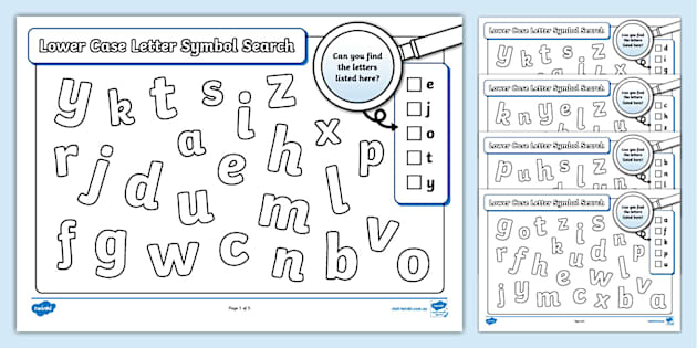 Lower Case Letter Symbol Search (teacher made) - Twinkl