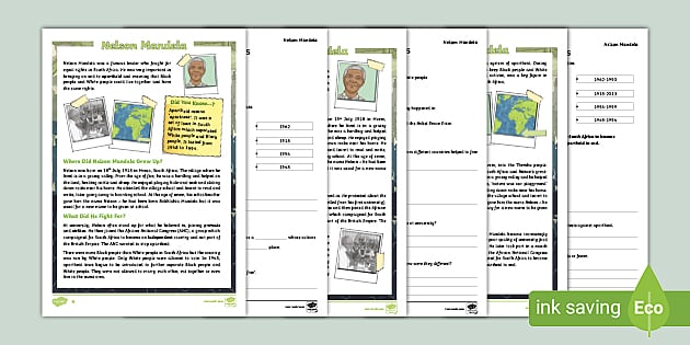 UKS2 Nelson Mandela Differentiated Reading Comprehension Activity