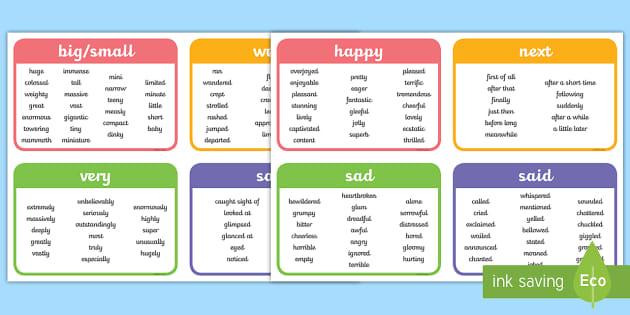 Interesting Adjective Synonym Cards, Parents