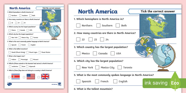 North America Paper Quiz (Teacher-Made) - Twinkl