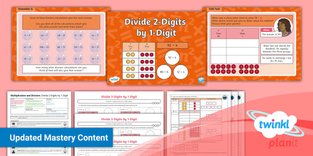 👉 Y4 Written Methods for Division PlanIt Lesson 1 Divide 2-digits by 1 ...