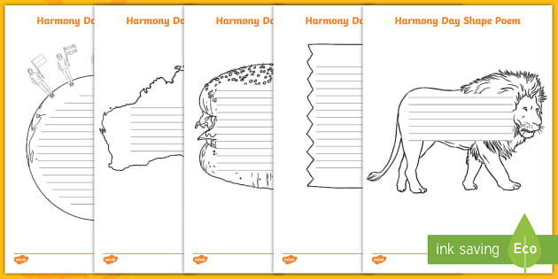 Harmony Day Shape Poetry