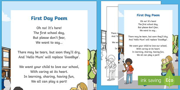 First Day Poem (teacher made) - Twinkl