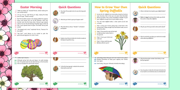 LKS2 60-Second Reads: Spring Activity Pack (teacher made)