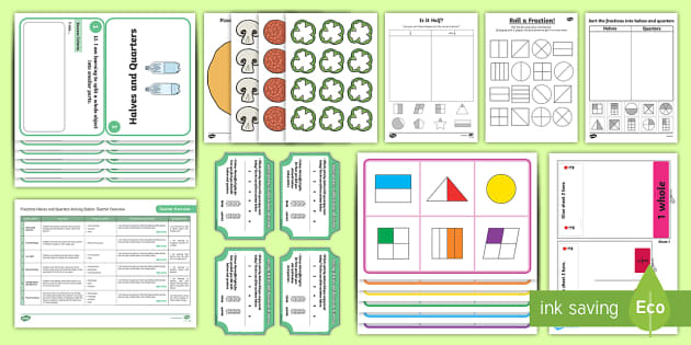 Halves And Quarters Activities – Fractions Stations – Cfe