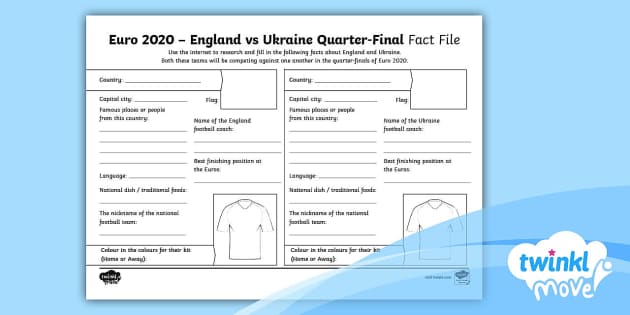 England Vs Ukraine Fact File Activity Euro 2020 Twinkl
