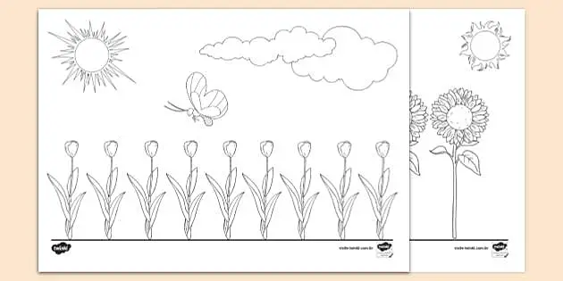 FREE! - Desenho sobre a Primavera para Colorir - Twinkl