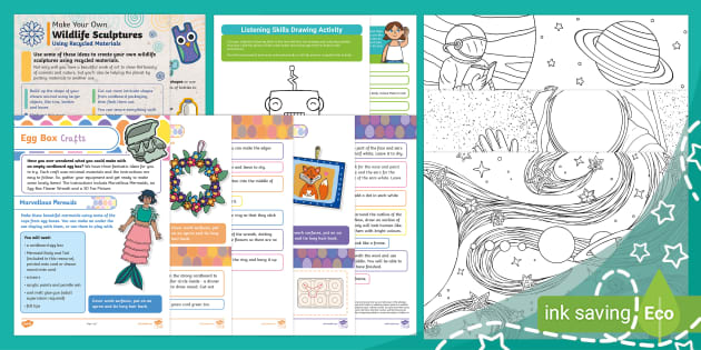 Ages 5 - 11 Craft and Colouring Pack for Kids at Home