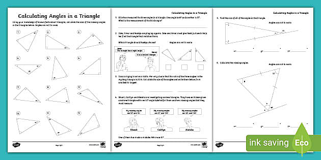 Angles in a Triangle Worksheet - Maths Resource - Twinkl