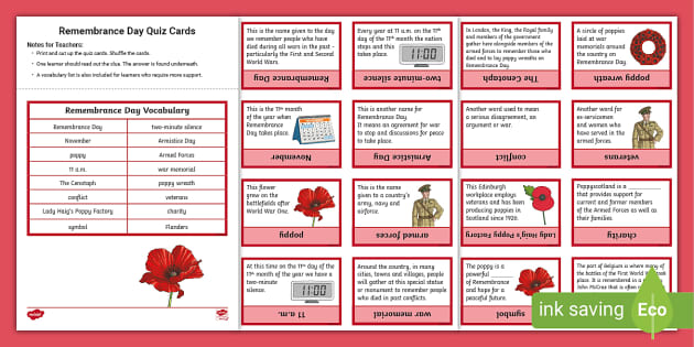 Quiz about remembrance day