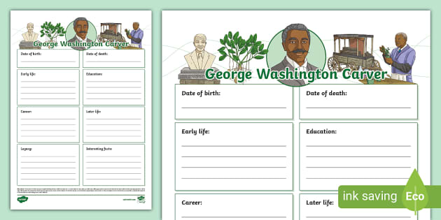 George Washington Carver Fact File Template (teacher made)