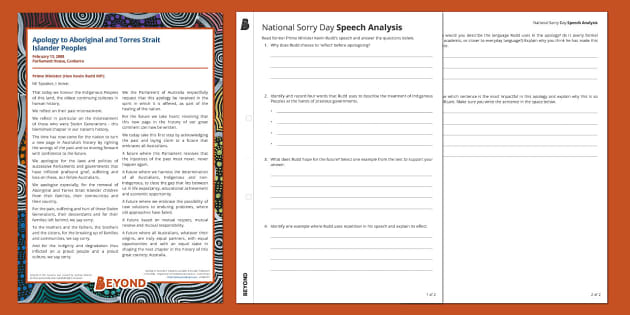 National Sorry Day Speech Analysis (Teacher Made) Twinkl