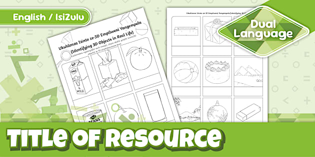 Identifying 3-D Objects in Real-Life Activity Sheet