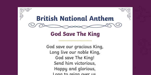 FREE! - God Save The King Lyrics Poster (Lehrer gemacht)