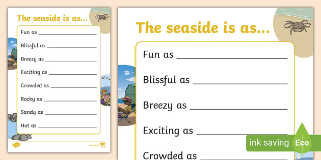 The Seaside Simile Poem,seaside poems,seaside - Twinkl