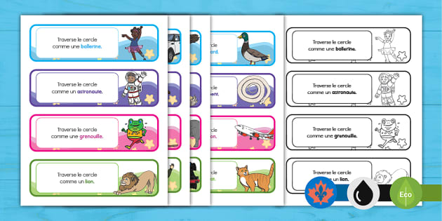 Kindergarten Drama: Cross the Circle Activity Cards French