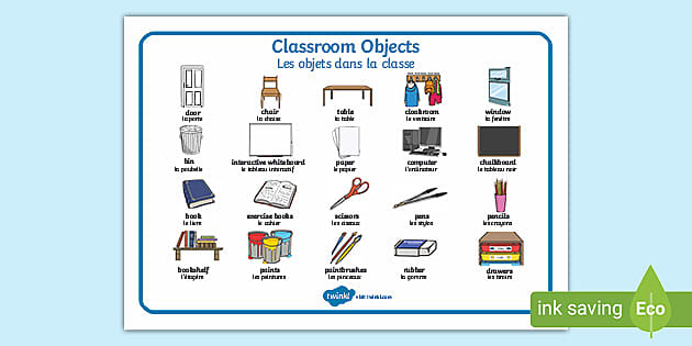 SCHOOL Items VOCABULARY FRENCH Worksheetteaching Resources -  Israel